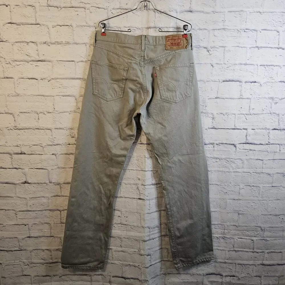 Vintage Levis Jeans Mens 34x34 Beige 501 Button Fly Denim Pants Skate Work Y2K - Picture 3 of 10